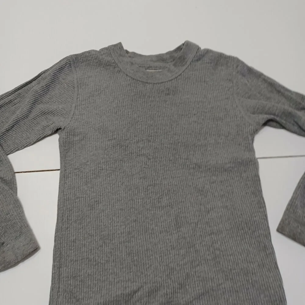 Magellan Boy Youth Small Thermal T-Shirt Gray Waffle Knit Long Sleeve Undershirt